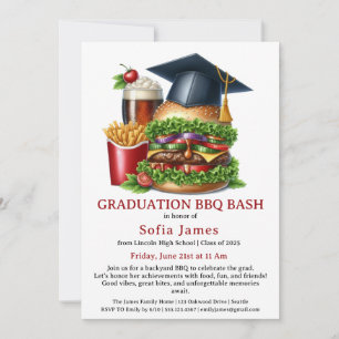 Invitation à la fête de BBQ de fin d'études Barb