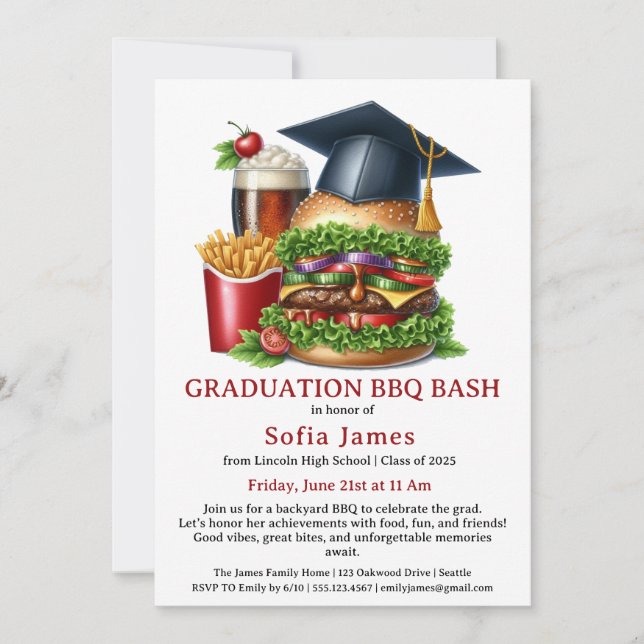 Invitation à la fête de BBQ de fin d'études | Barb (Devant)