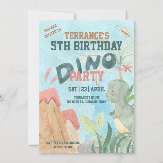 Invitation à la fête de bébé Dino (Devant)