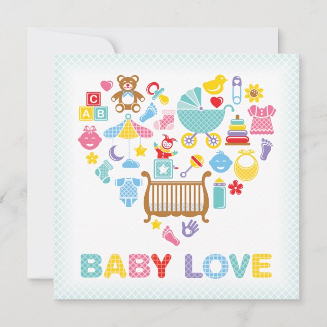 Invitation à la fête de bébé Love Heart (Devant)