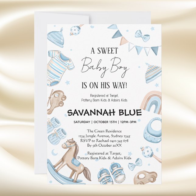 Invitation à la fête de bienvenue pour bébé garçon (Créateur téléchargé)