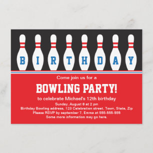 Invitation à la fête de bowling avec épingles
