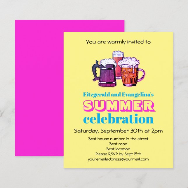 Invitation à la fête de célébration d'été (Devant / Derrière)