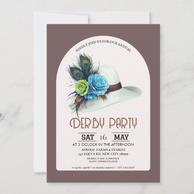 Invitation à la fête de chapeaux du Kentucky Derby (Devant)