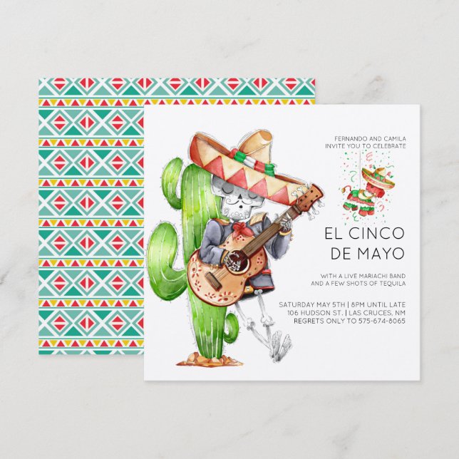 Invitation à la fête de Cinco de Mayo (Devant / Derrière)