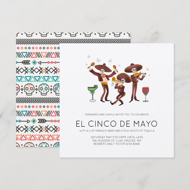 Invitation à la fête de Cinco de Mayo (Devant / Derrière)