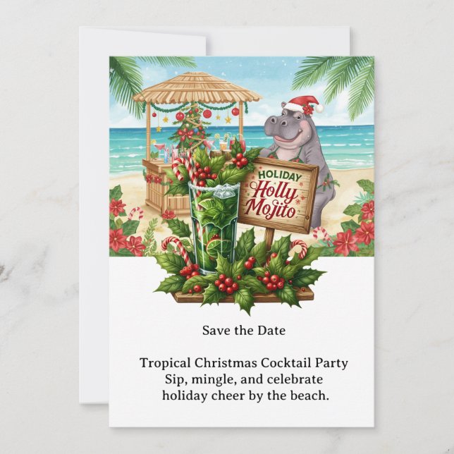 Invitation à la fête de cocktails de Noël tropical (Devant)