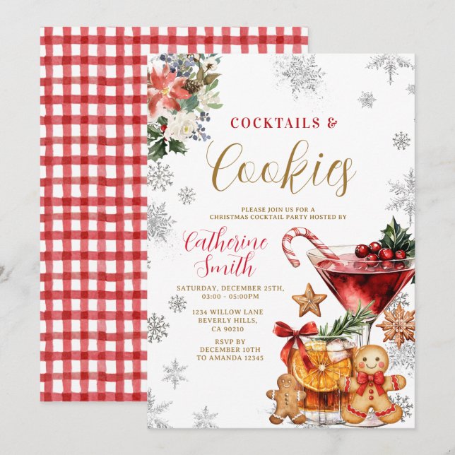 Invitation à la fête de cocktails et biscuits de N (Devant / Derrière)