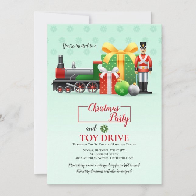 Invitation à la fête de collecte de jouets de Noël (Devant)