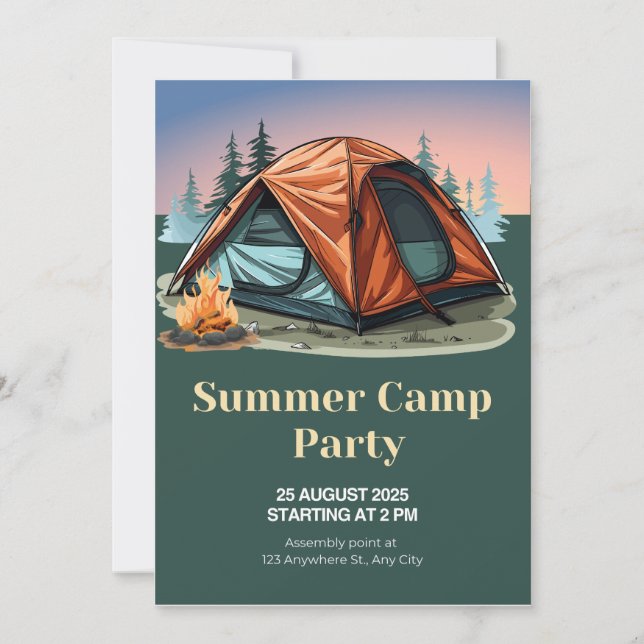 Invitation à la fête de colonie de vacances – Aven (Devant)