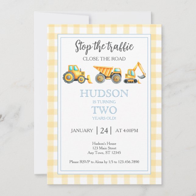 Invitation à la fête de construction Arrêtez la ci (Devant)