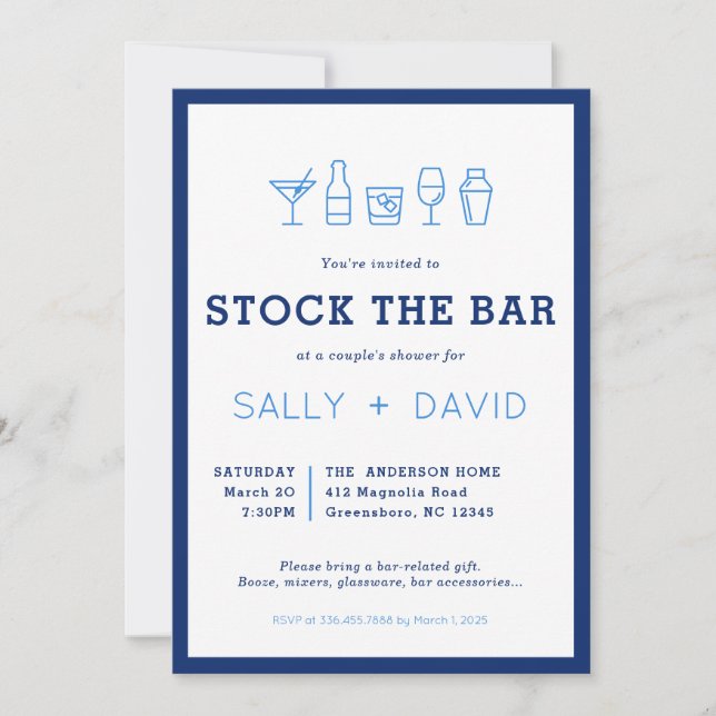 Invitation à la fête de couple pour remplir le bar (Devant)