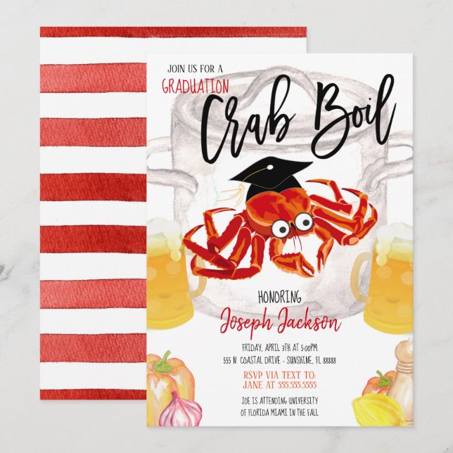 Invitation à la fête de crabe de remise de diplôme (Devant / Derrière)