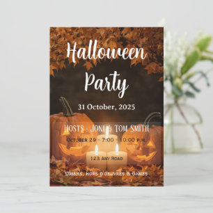 Invitation à la fête de découpage de citrouille en