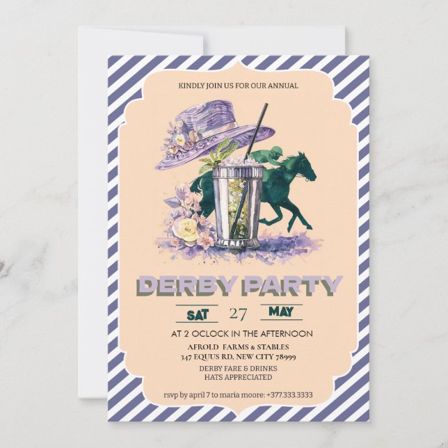 Invitation à la fête de Derby du Kentucky à l'aqua (Devant)