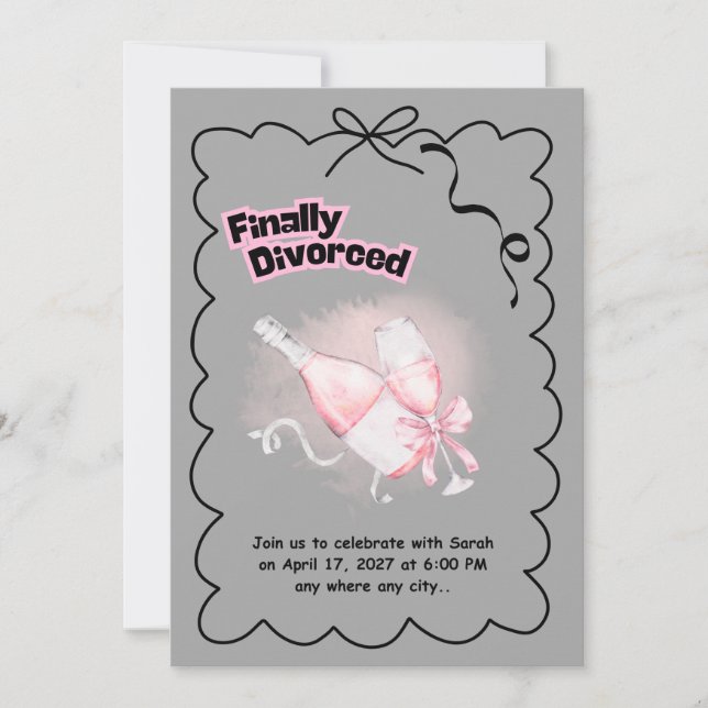 Invitation à la fête de divorce Enfin libre (Devant)
