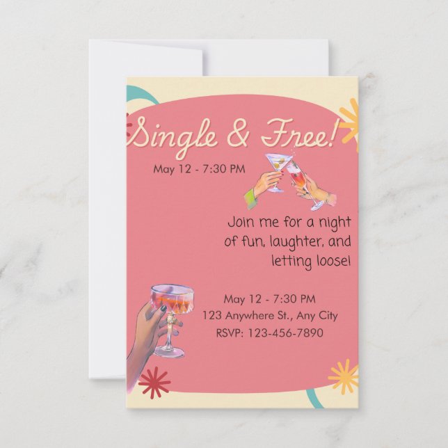 Invitation à la fête de divorce Je suis libre (Devant)