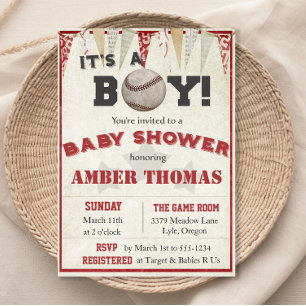 Invitation à la fête de douche bébé garçon de base