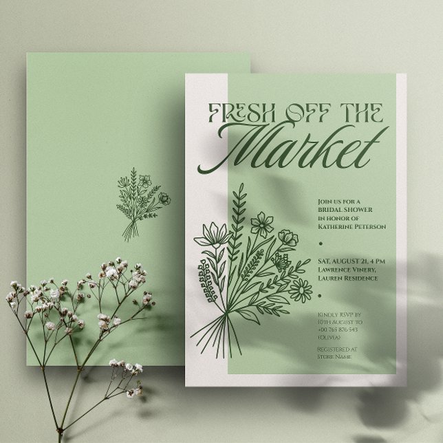 Invitation à la fête de douche de mariage “Fresh O (Créateur téléchargé)