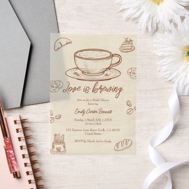 Invitation à la fête de douche de mariée Café Love (Mariage)