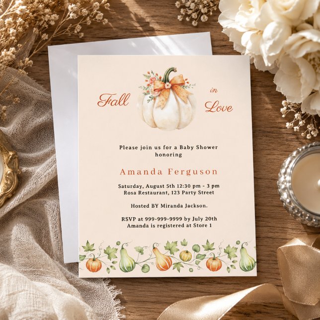 Invitation à la fête de douche de mariée de crème  (Créateur téléchargé)