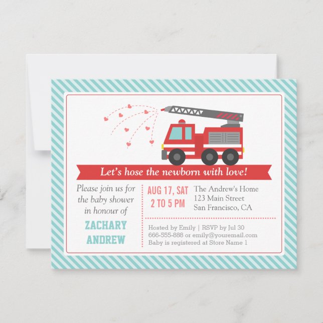 Invitation à la fête de douche pour bébé garçon Ca (Devant)