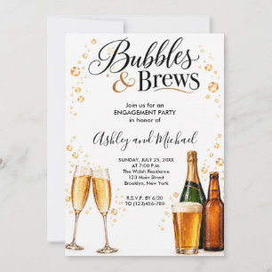 Invitation à la fête de fiançailles Bulles et Bièr