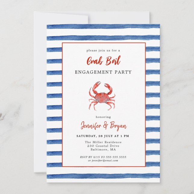 Invitation à la fête de fiançailles Crab Boil (Devant)