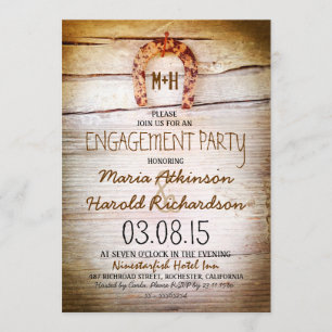invitation à la fête de fiançailles de bois rustiq