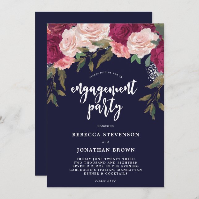 Invitation à la fête de fiançailles de la marine f (Devant / Derrière)