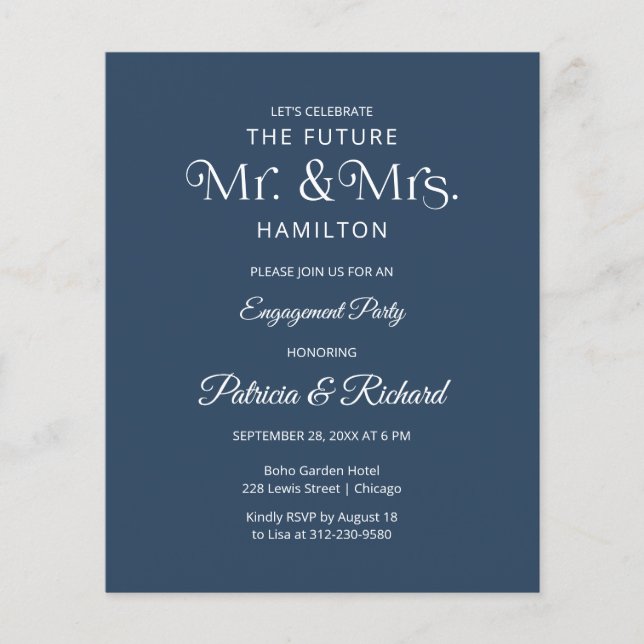 Invitation à la fête de fiançailles de M. et Mme F (Devant)