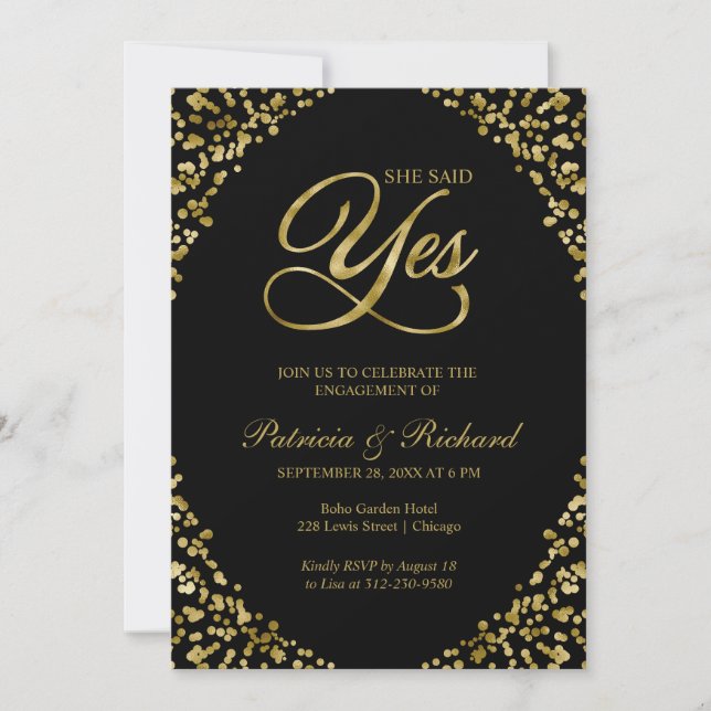 Invitation à la fête de fiançailles Elle a dit oui (Devant)