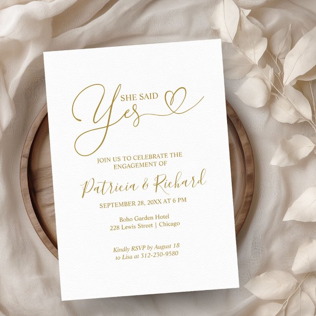 Invitation à la fête de fiançailles Elle a dit oui (Créateur téléchargé)