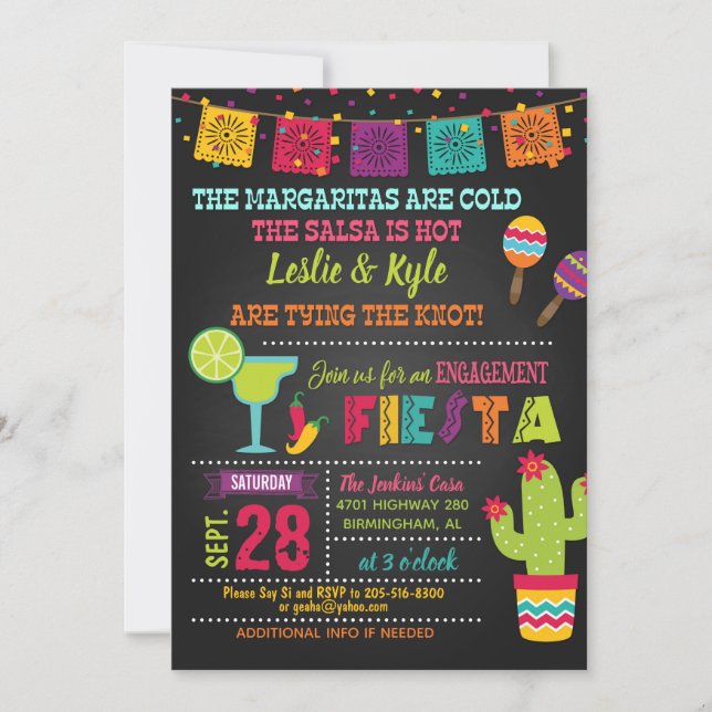 Invitation à la fête de fiançailles Fiesta (Devant)