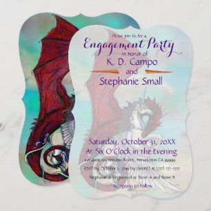 Invitation à la fête de fiançailles Licorne Dragon