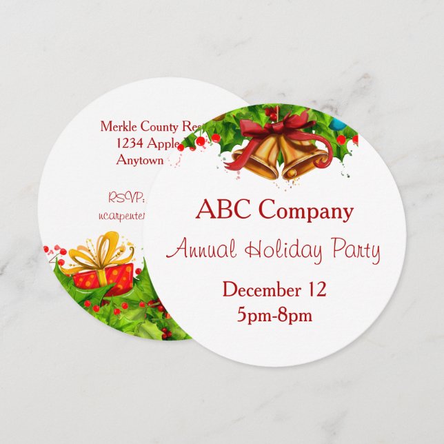 Invitation à la fête de fin d'année avec des cloch (Devant / Derrière)