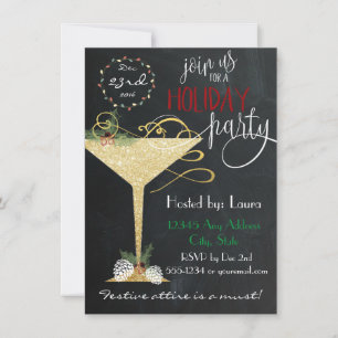 Invitation à la fête de fin d'année - Faux brillan