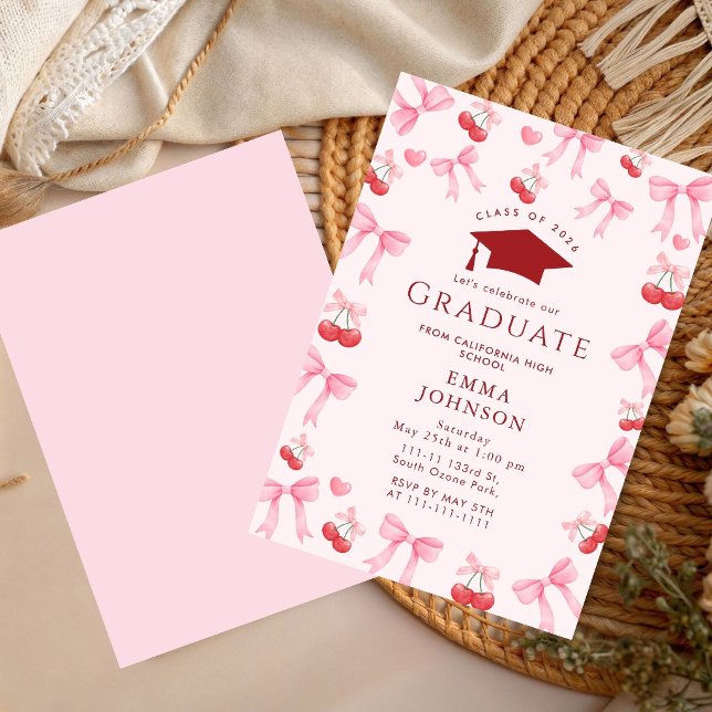 Invitation à la fête de fin d'études Coquette Bow  (Créateur téléchargé)