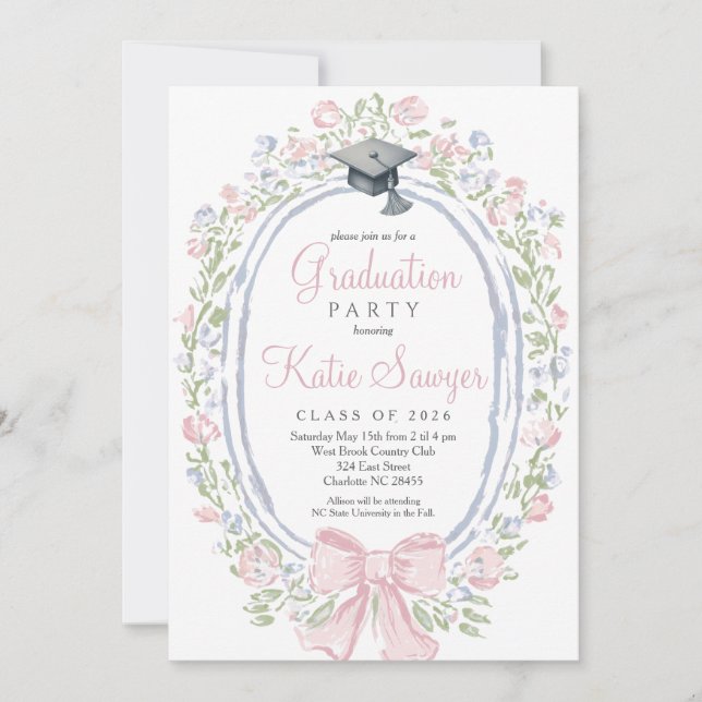 Invitation à la fête de fin d'études, Fleurs sauva (Devant)