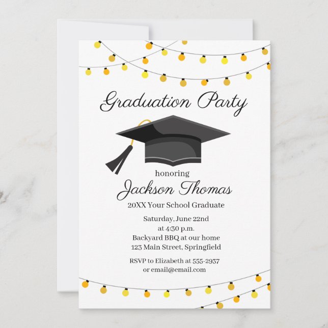Invitation à la fête de fin d'études Guirlande de  (Devant)