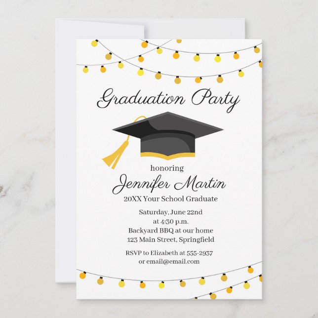 Invitation à la fête de fin d'études Guirlande de  (Devant)
