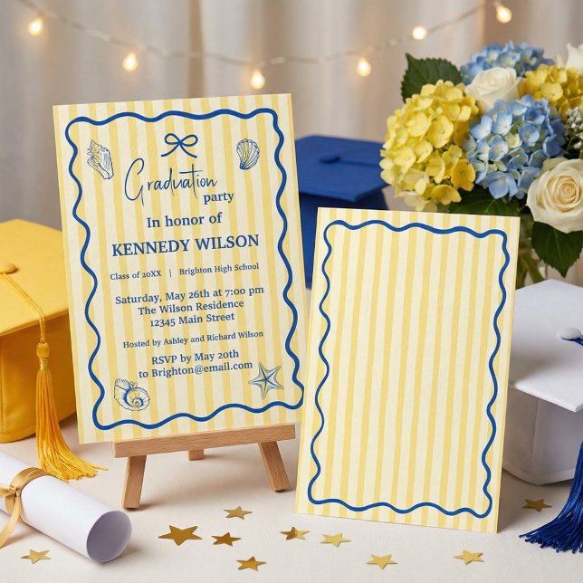 Invitation à la fête de fin d'études nautiques Ble (#graduationinvitation #graduationparty #graduation2026 #beachgraduation #nauticalparty #coastalparty)