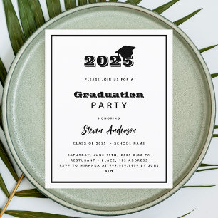 Invitation à la fête de fin d'études noir blanc 20