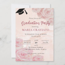 Invitation à la fête de fin d'études Roses