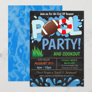 Invitation à la fête de football au bord de la pis