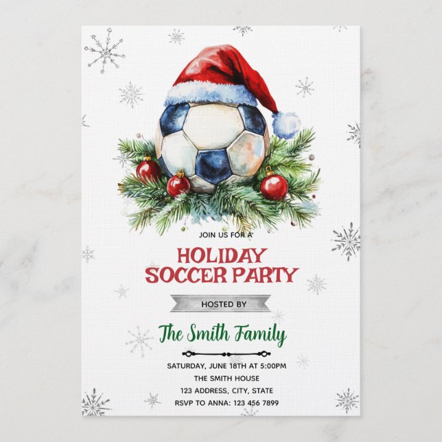 Invitation à la fête de football de Noël (Devant)