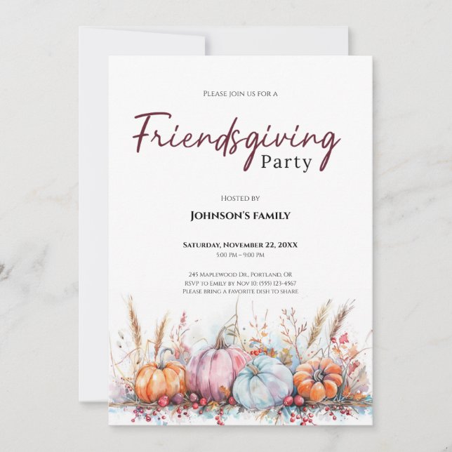 Invitation à la fête de Friendsgiving (Devant)