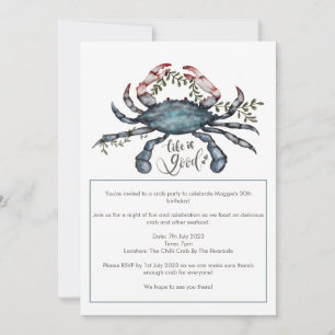 Invitation à la fête de fruits de mer au crabe ble