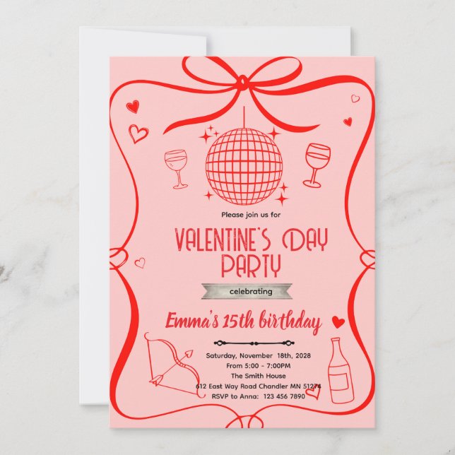 Invitation à la fête de Galentine (Devant)