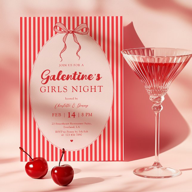 Invitation à la fête de Galentine rose rouge (Créateur téléchargé)
